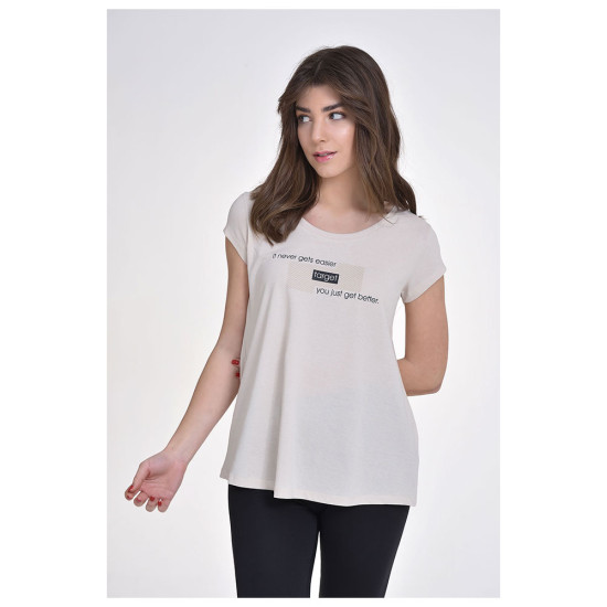 Target Γυναικεία κοντομάνικη μπλούζα T-Shirt Asymmetric Hem Single Jersey "Better"